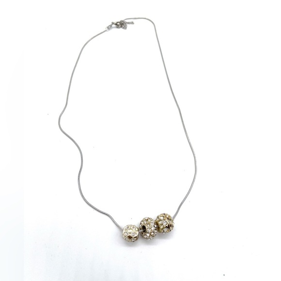 None Jewelry - Sterling Silver 925 Chain with 3 Crystal charms 18 inches with 1 inch Extender